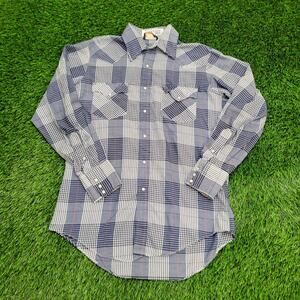 Vintage 80s Holt Shadow Pearl-Snap Shirt L 21x31 Long-Tails